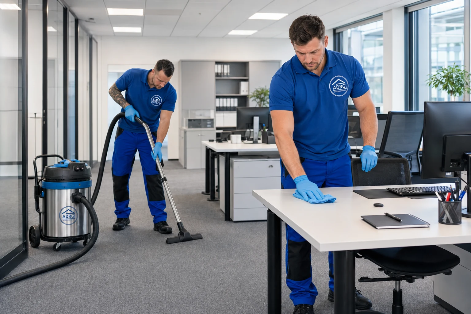 Büroreinigung Erlangen für Gewerbekunden ADRG Team bei der Büroreinigung