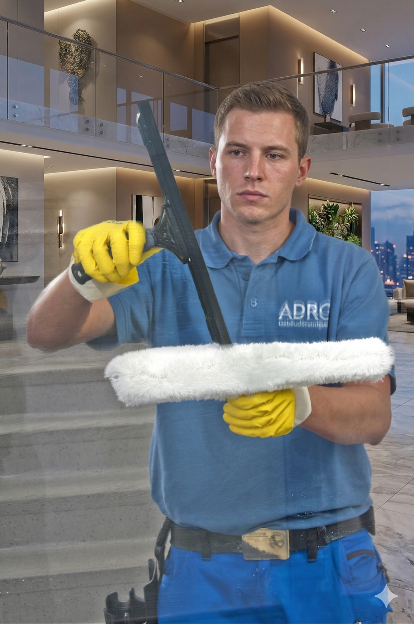 Glasreinigung im Eingangsbereich